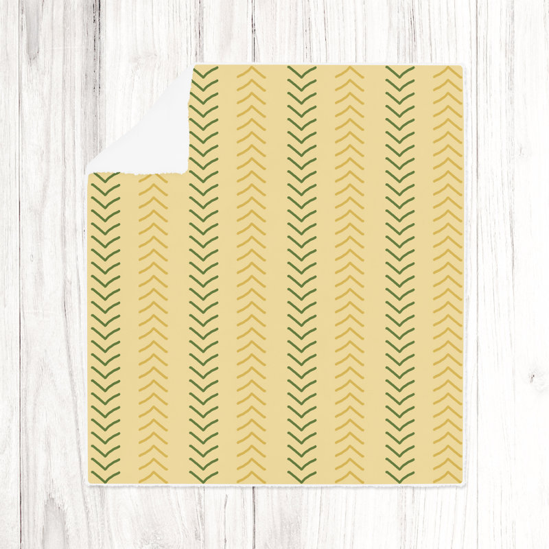 Jeté , L 50 po x L 60 po, Jaune/vert, Chevrons