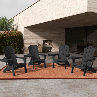 HDPE  Folding Adirondack Chair  with Cup Holder Weather-Resistant
