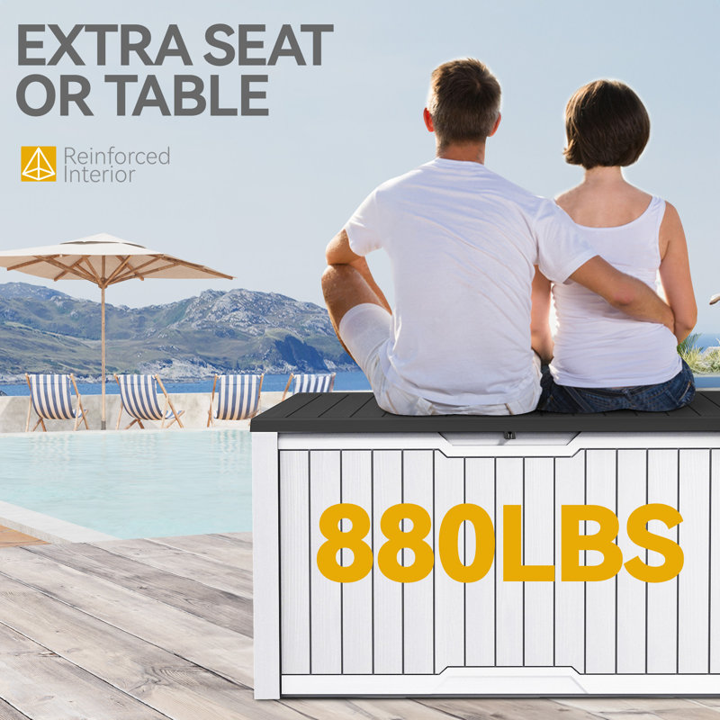 Balconera 143cm W 870L Lockable Deck Box, Black/White