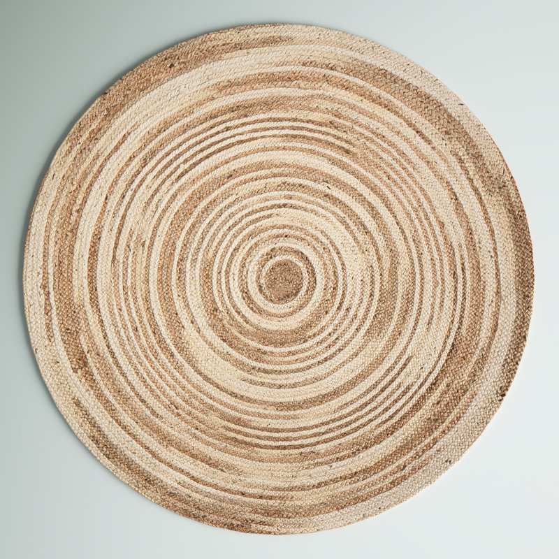 Round Dash Abstract Jute / Sisal Hand Woven Area Rug, Round 183cm