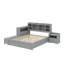 Structure de lit double multifonctionnelle contemporaine avec ports de charge USB et bureau d'étude intégré-882902098