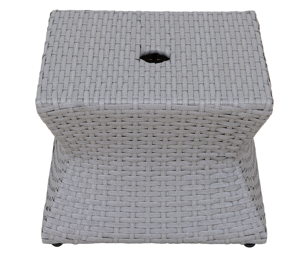 Sunjoy Outdoor Side Table with Umbrella Hole, Poolside 16 Inch Rattan