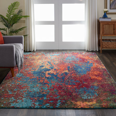 Tapis bleu moderne Enoch