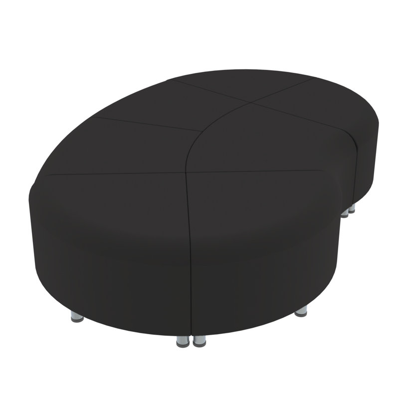 Ensemble de 7 chaises sans dossier ondulées Pro Series Connect, Noir, noir, noir, noir