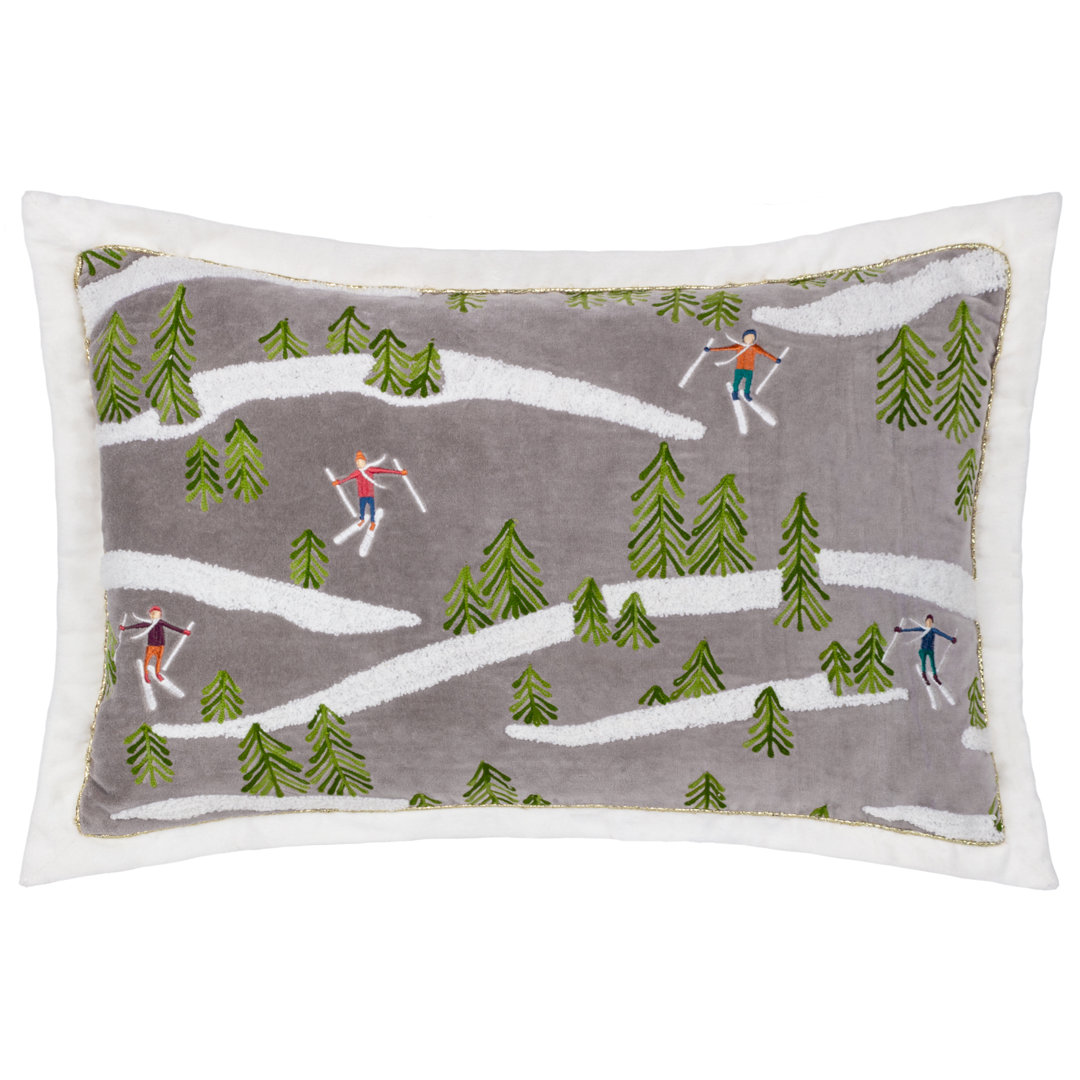Winter Alpine Abstract Rectangular Throw Cushion