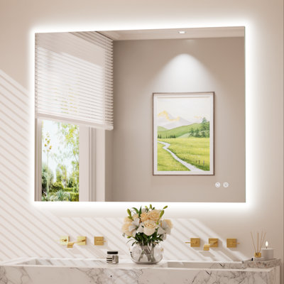 Armadale Backlit LED Bathroom Mirror 3 Color Dimmable Light & Anti-fog Tempered Glass mirror