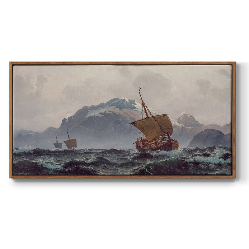Nautical Series-CECXCVI- Toile tendue avec châssis tendue - Prêt à accrocher, H 21 po x l 41 po, Noyer