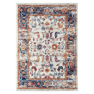 Tapis floral orange 5 pi x 7 pi tissé à la machine
