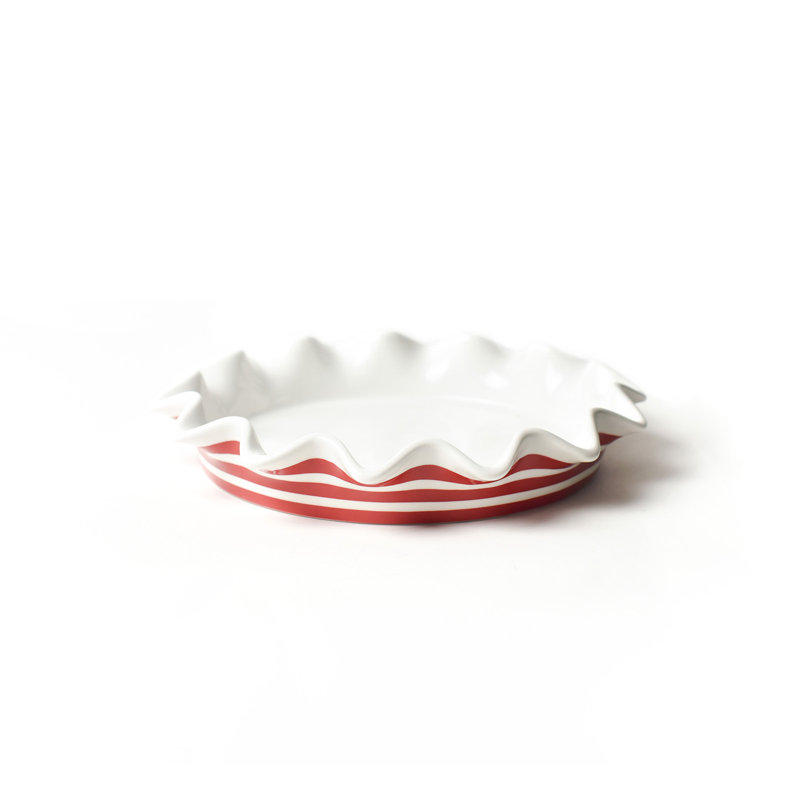 Stripe Ruffle 8 Pie Dish Red