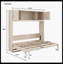 Grand lit escamotable beige avec armoires de rangement attachées-789903168