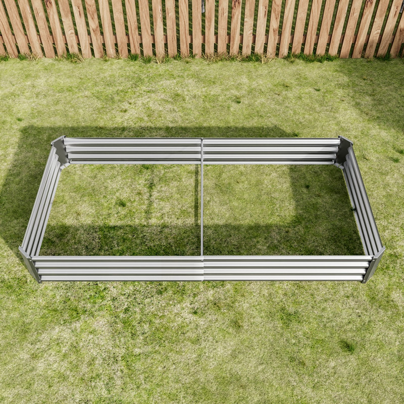 Lit de jardin surélevé pour l'extérieur, pot de fleurs rectangulaire en métal pour plantes, légumes et fleurs, Argent