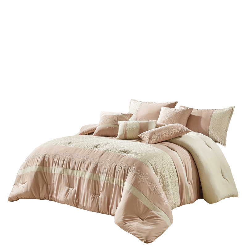 Shadha Luxury Comforter Set, King Comforter + 2 Shams + 4 Throw Pillows