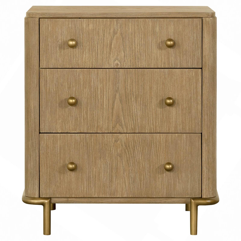 Table de chevet 3 tiroirs sable avec ports USB