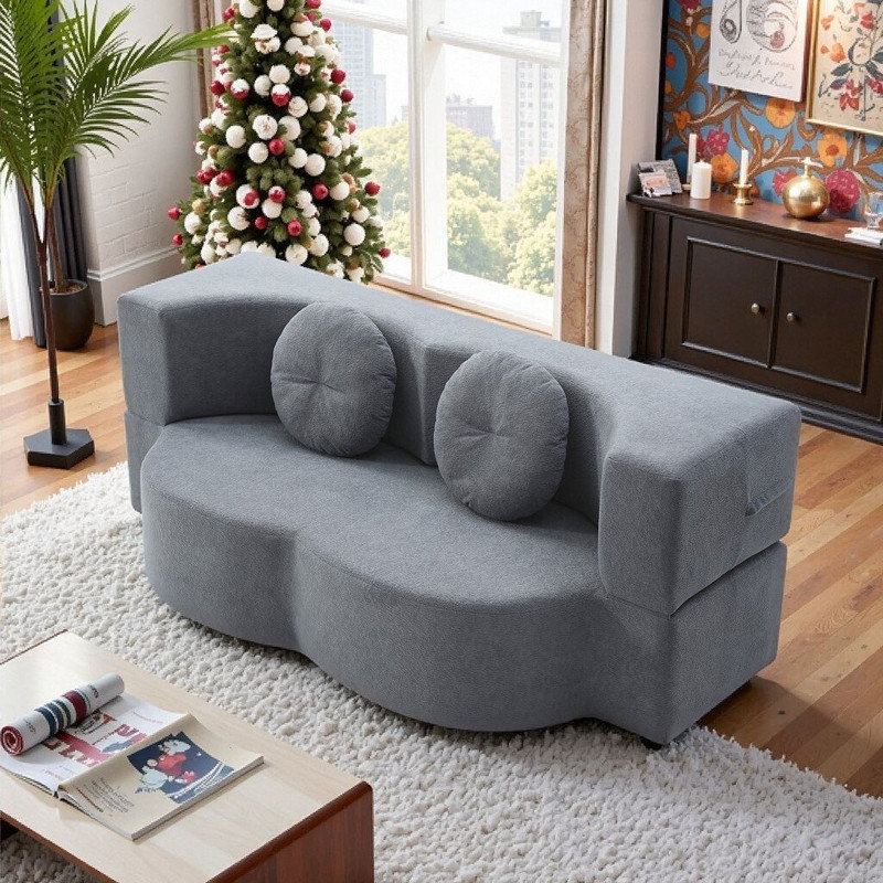 Canapé-lit pliant 2 en 1 avec matelas pour canapé-lit Futon, Gris
