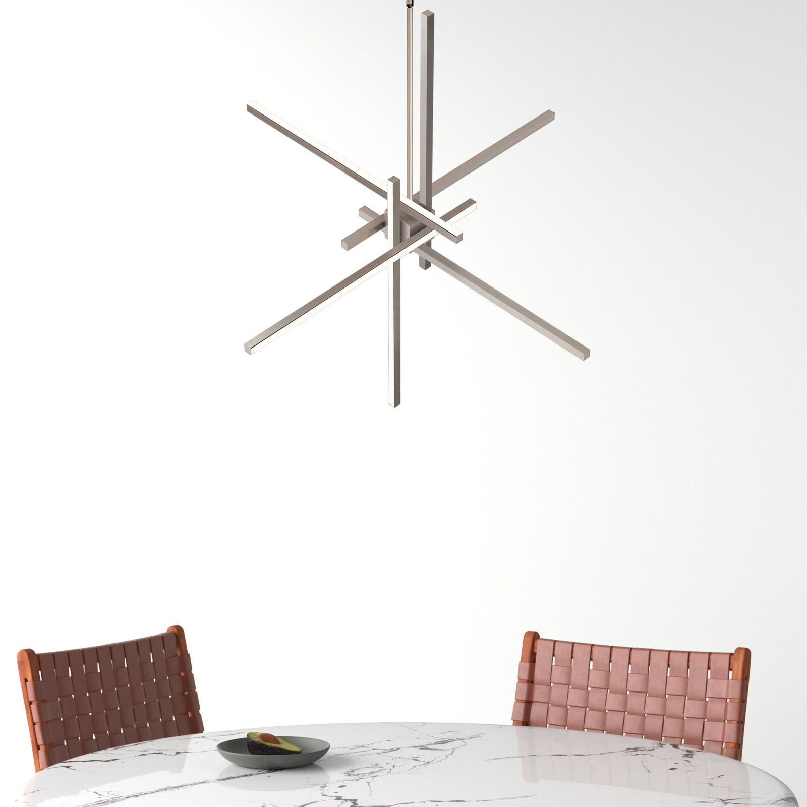 Rochelle 6-Light Sputnik Dimmable Integrated LED Pendant , Brushed Nickel, 29"