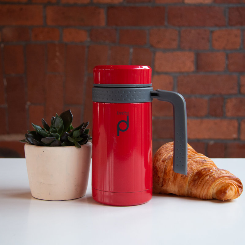 Grunwerg Drink Pod Stainless Steel Travel Mug, Red