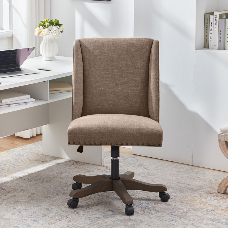 Mellins Swivel Chenille Upholstered Task Chair, Brown