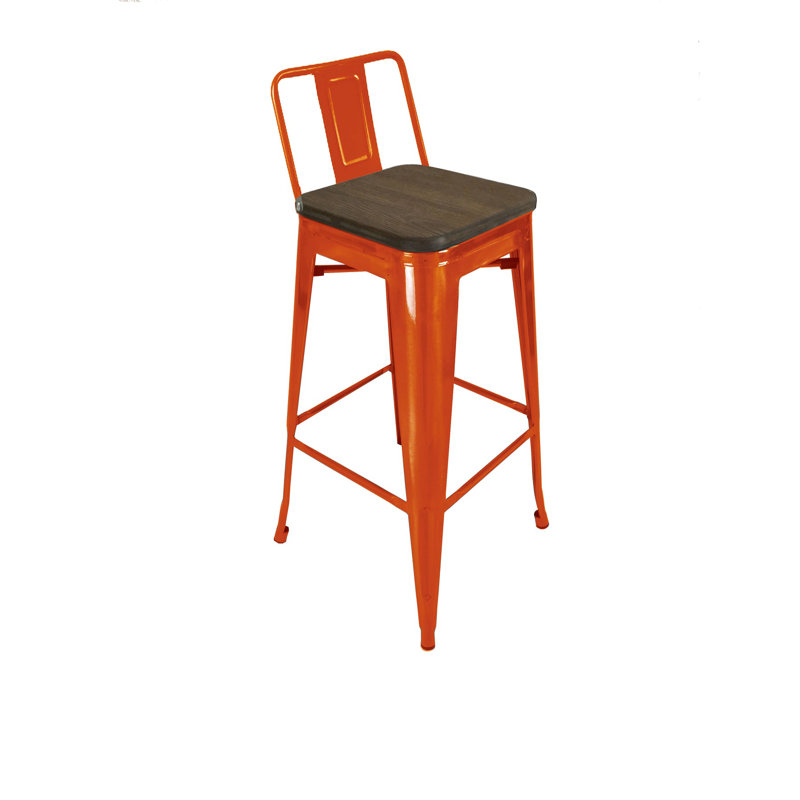 Gaikwad Counter Stool with Metal Frame, Orange, Counter Stool (26" Seat Height)