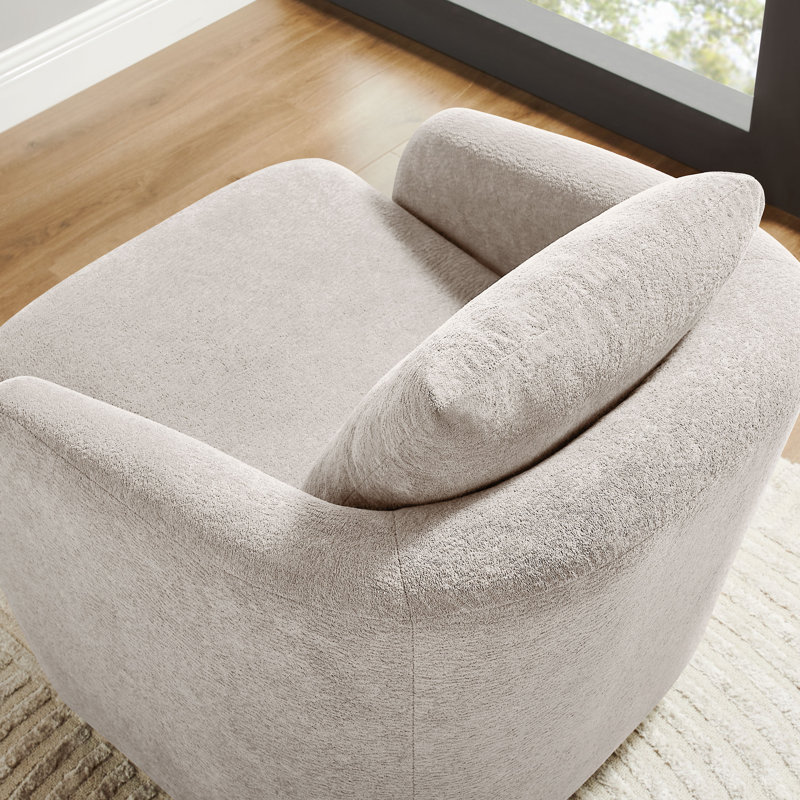Chaise pivotante rembourrée en tissu Terry, Chameau