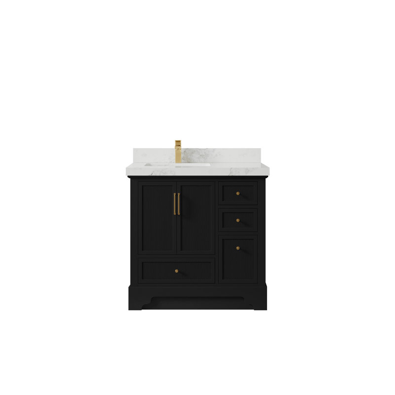 Alys 36'' Single Bathroom Vanity with Quartz Top, Calacatta Nuvo