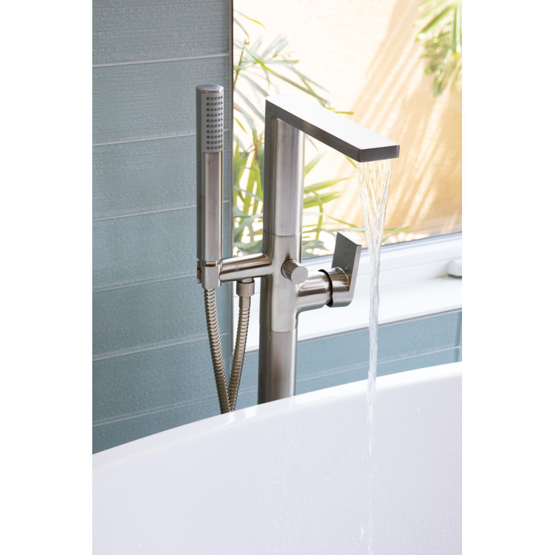 Skylar Free Standing Exposed Tub and Hand Shower Set, Forever Brass (PVD)