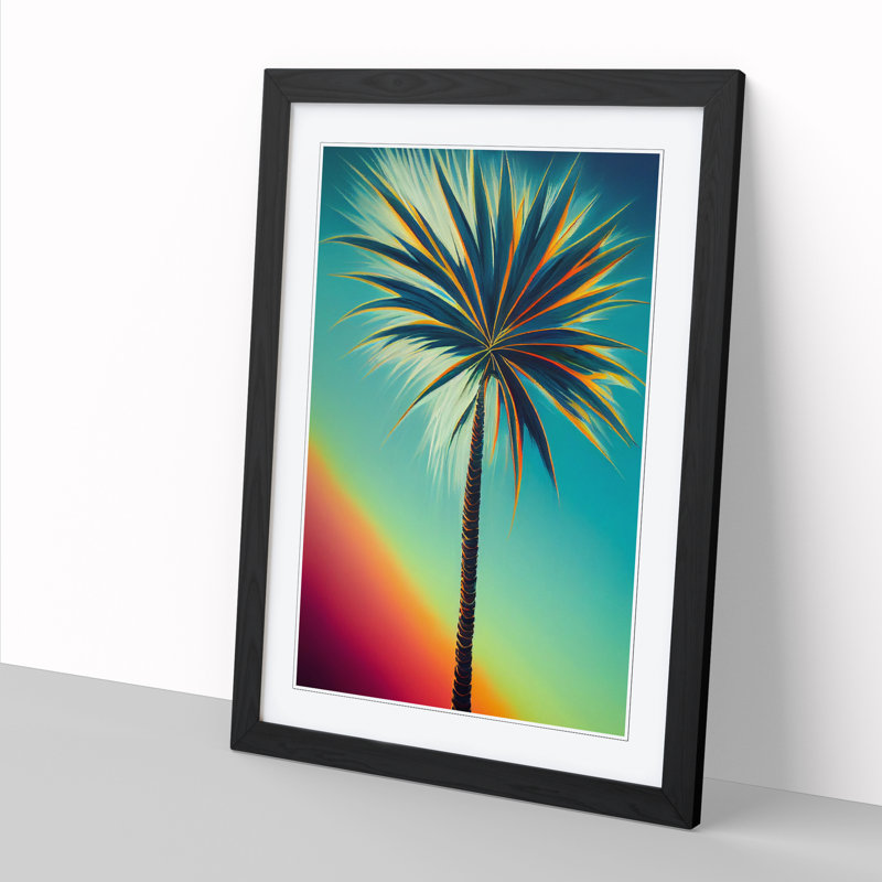 CAN-V0523-1693X Palm Tree Art Vol.2 - Wrapped Canvas Print, 46cm H x 34cm W x 2cm D, Black