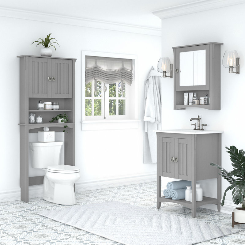  Ensemble de meuble-lavabo simple 24 "avec miroir, Gris
