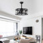 20''Industrial 5-Blade  Ceiling Fan With Remote Control ,5 Abs Blades Small Size Ceiling Fan--Black Matte
