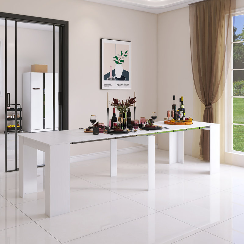118.11" Multifunctional Extendable Rectangular Dining Table