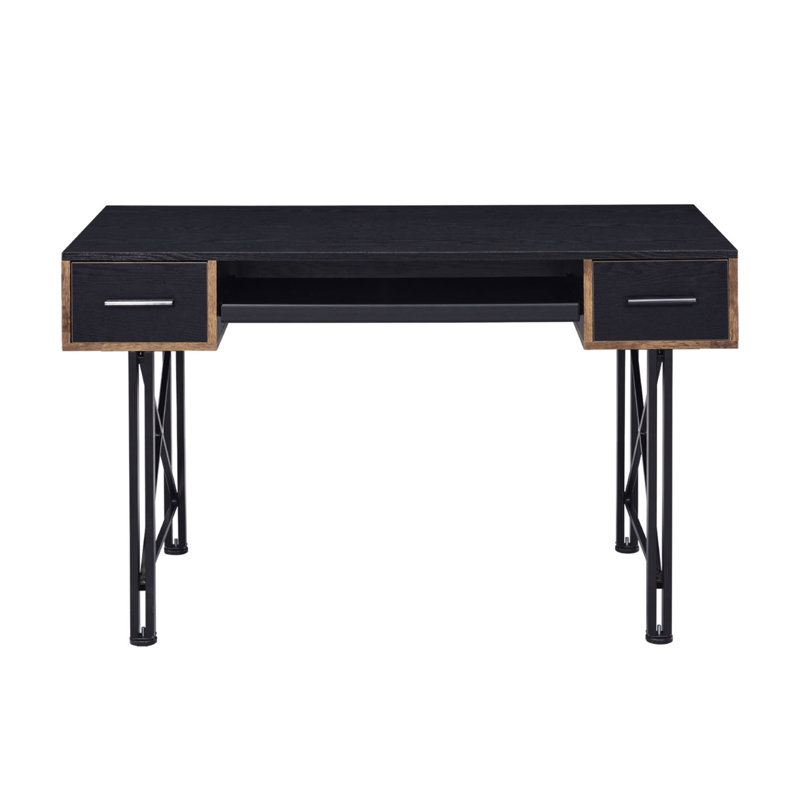Rectangular Computer Desk With 2 Drawers, Black