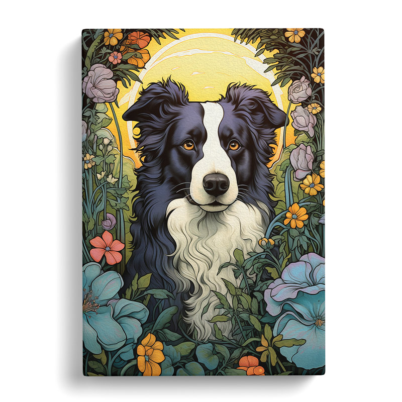 Border Collie Nouveau No.2 - Print, 60cm H x 40cm W x 3cm D