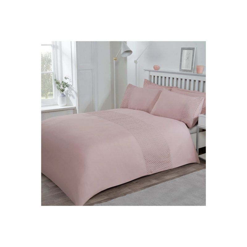 Czeslawa Polyester Solid Colour Duvet Cover Set with Pillowcases Included, Kingsize - 2 Standard Pillowcases, Blush Pink