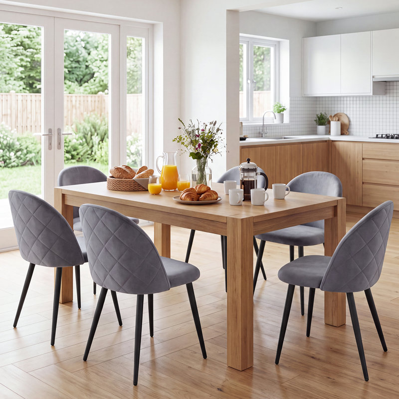 Adebola 43cm H Upholstered Metal Side Chair, Grey, 2