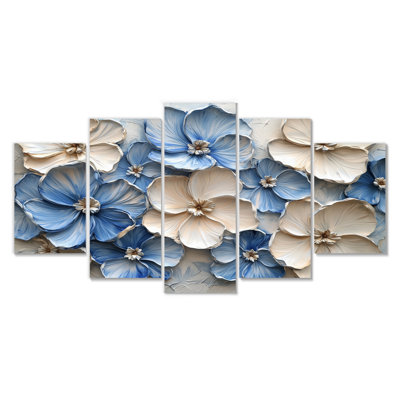 Velours crème bleu Rhododendron I - Art mural rhododendron - Tradi Wall Art Decor diamant