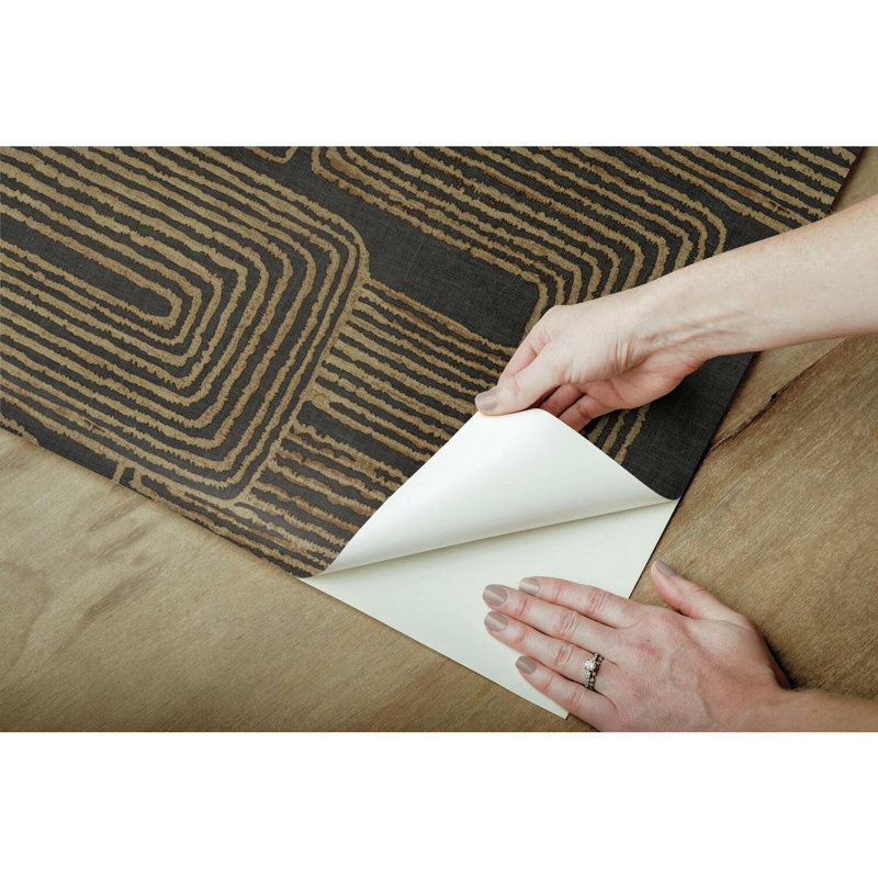 Peel & Stick Geometric Roll, Black/Gold