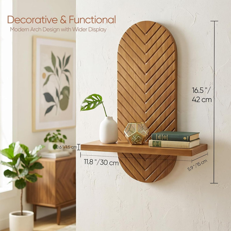 Ensemble de 2 tablettes décoratives murales pour plantes Boho, tablettes flottantes en chêne pour mur, Brown