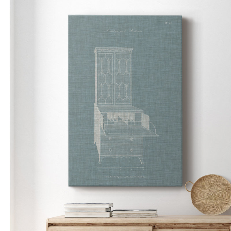 Impression sur toile tendue, bureau et bibliothèque Heppleblanc I, H 27 po x l 16 po x P 1 po