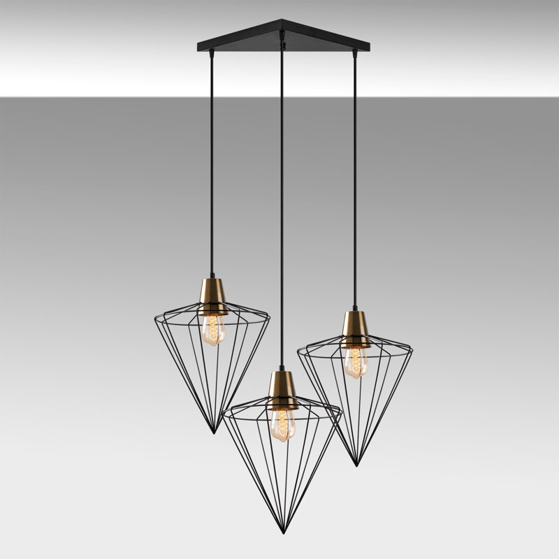 Luminaire suspendu géométrique à 3 lumières La Jolla