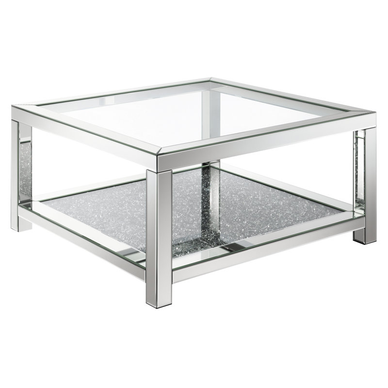 Emad Rectangular Coffee Table with Glass Top Mirrored and Clear