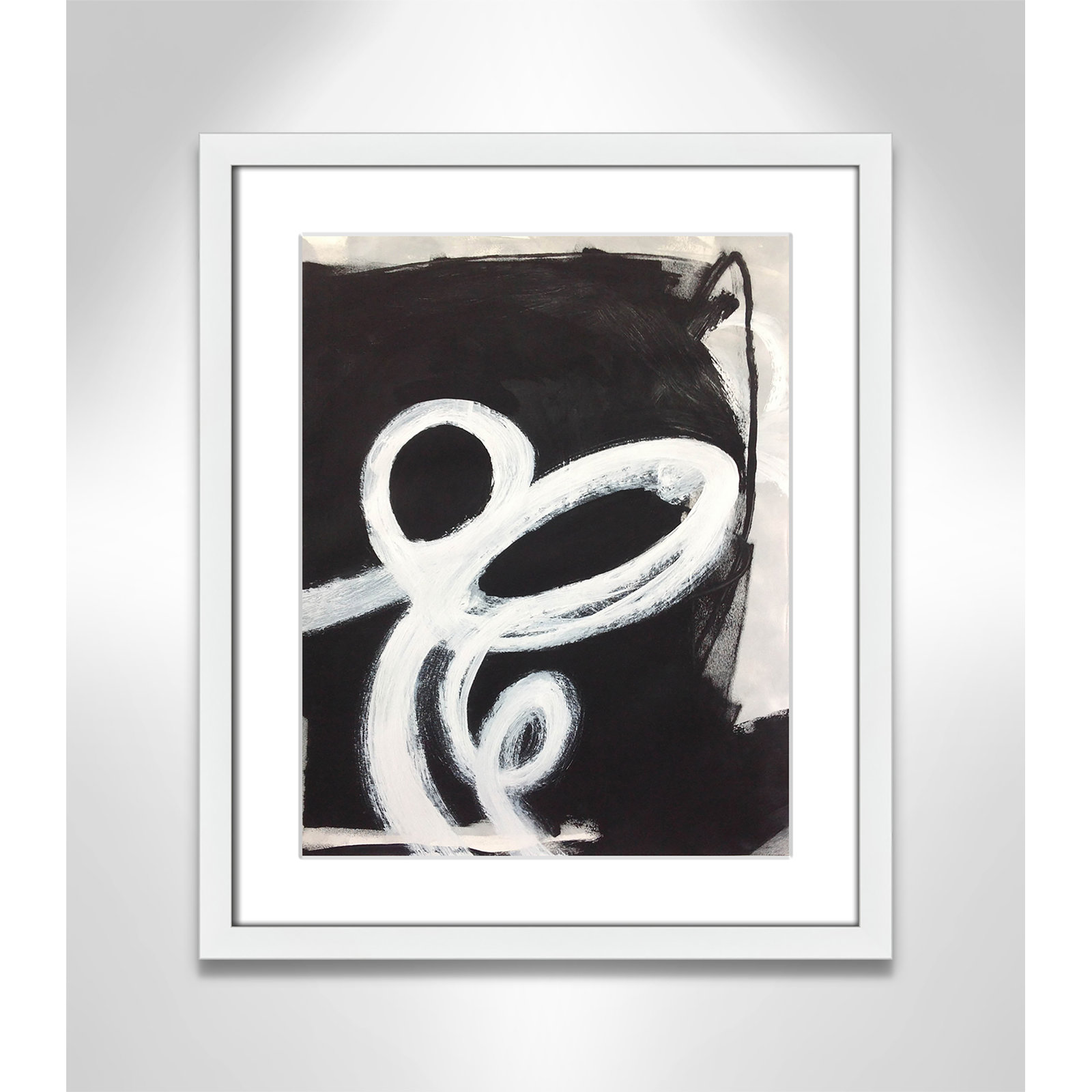 Bronte "Swirly Swirls II" Print, 19" H x 16" W x 1.25" D, White Single Picture Frame, Yes