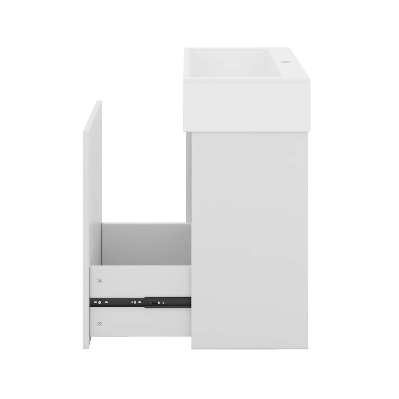Petit meuble-lavabo flottant blanc de 20 pouces, armoire murale avec lavabo