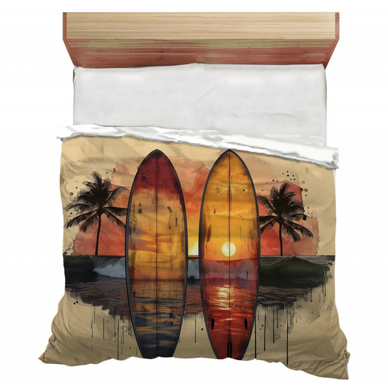 Surfboards Beach Reflections Comforter, Queen Comforter