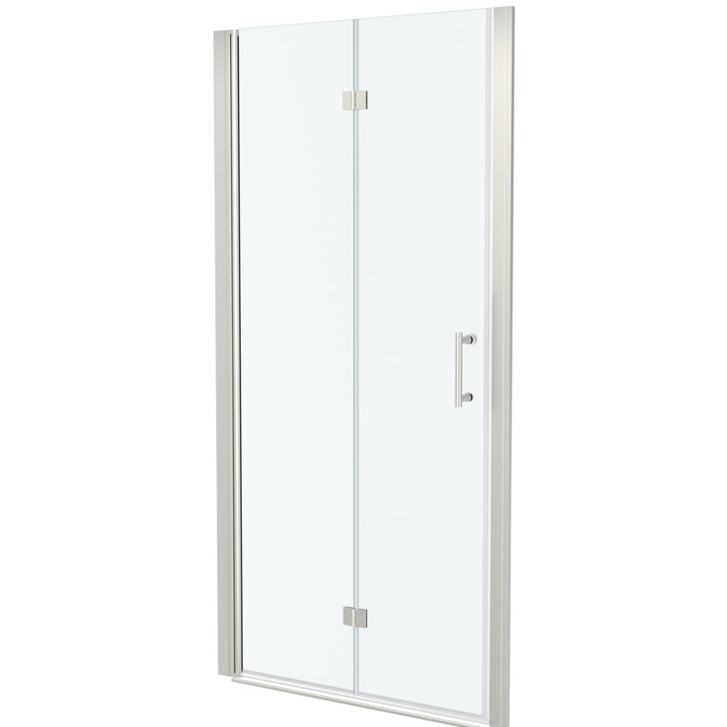 Porte de douche l 36 "x H 72" avec verre trempé et pli en nickel brossé -, peu encombrant, aspect réglable, élément