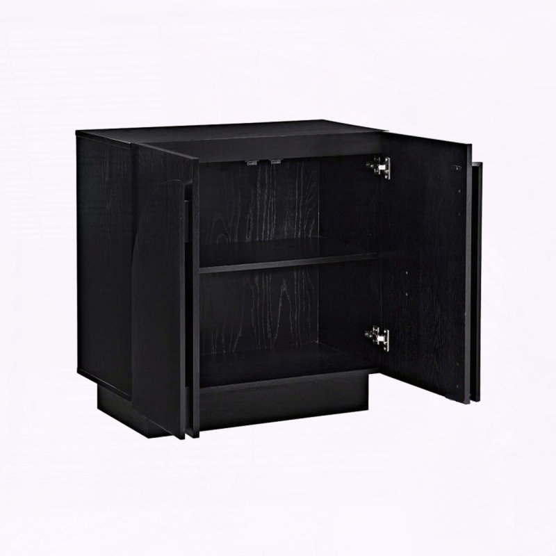 Buffet Mid-Century en bois moderne avec portes arquées, Noir