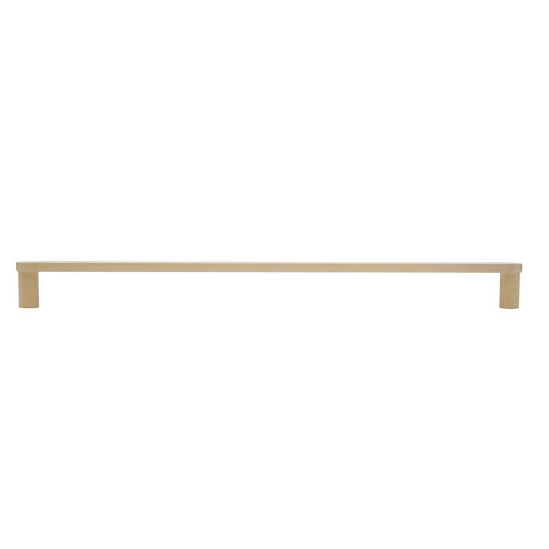 Ribbed Bar / Handle Pull with Fluted Stems, Satin Brass, 12"
