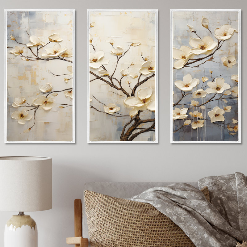 Ensemble de salon Peacewoodness, Cadre flottant blanc, H 32 po x l 48 po x P 1 po