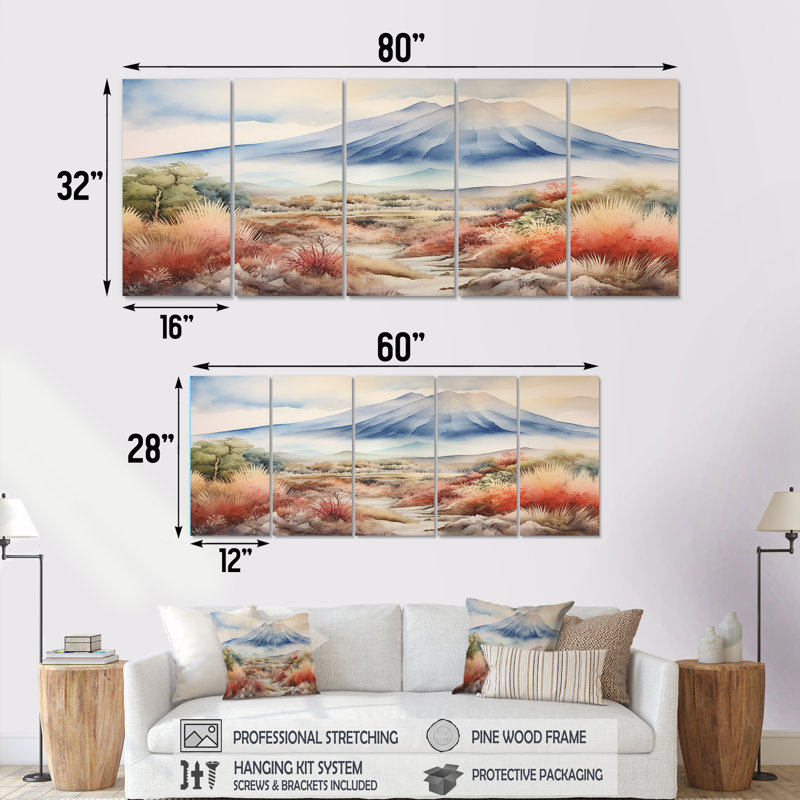 Art mural majestueux, Indonésie, 5 pièces, H 28 po x l 60 po