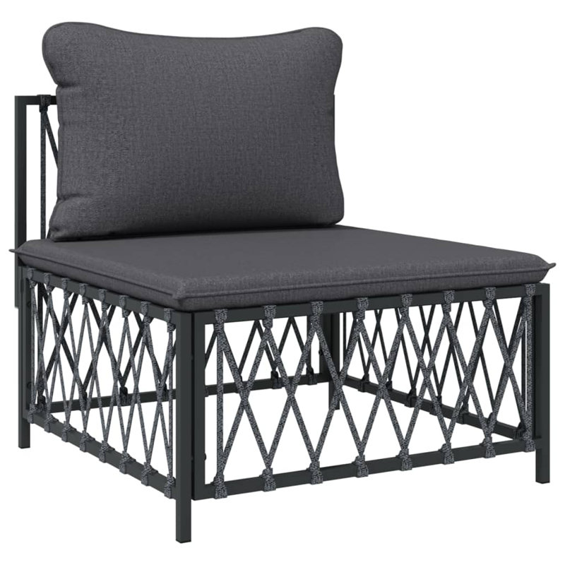 Ensemble de conversation pour 5 personnes avec coussins, Gris anthracite