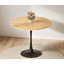 Table de salle à manger ronde 24 pouces, base piédestal, plateau en panneau de fibres à densité moyenne avec structure en acier, finition naturelle, 4 sièges