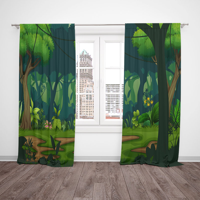 Panneau de rideau simple semi-transparent Peaceful Forest Meadow, L 56 po x L 78 po